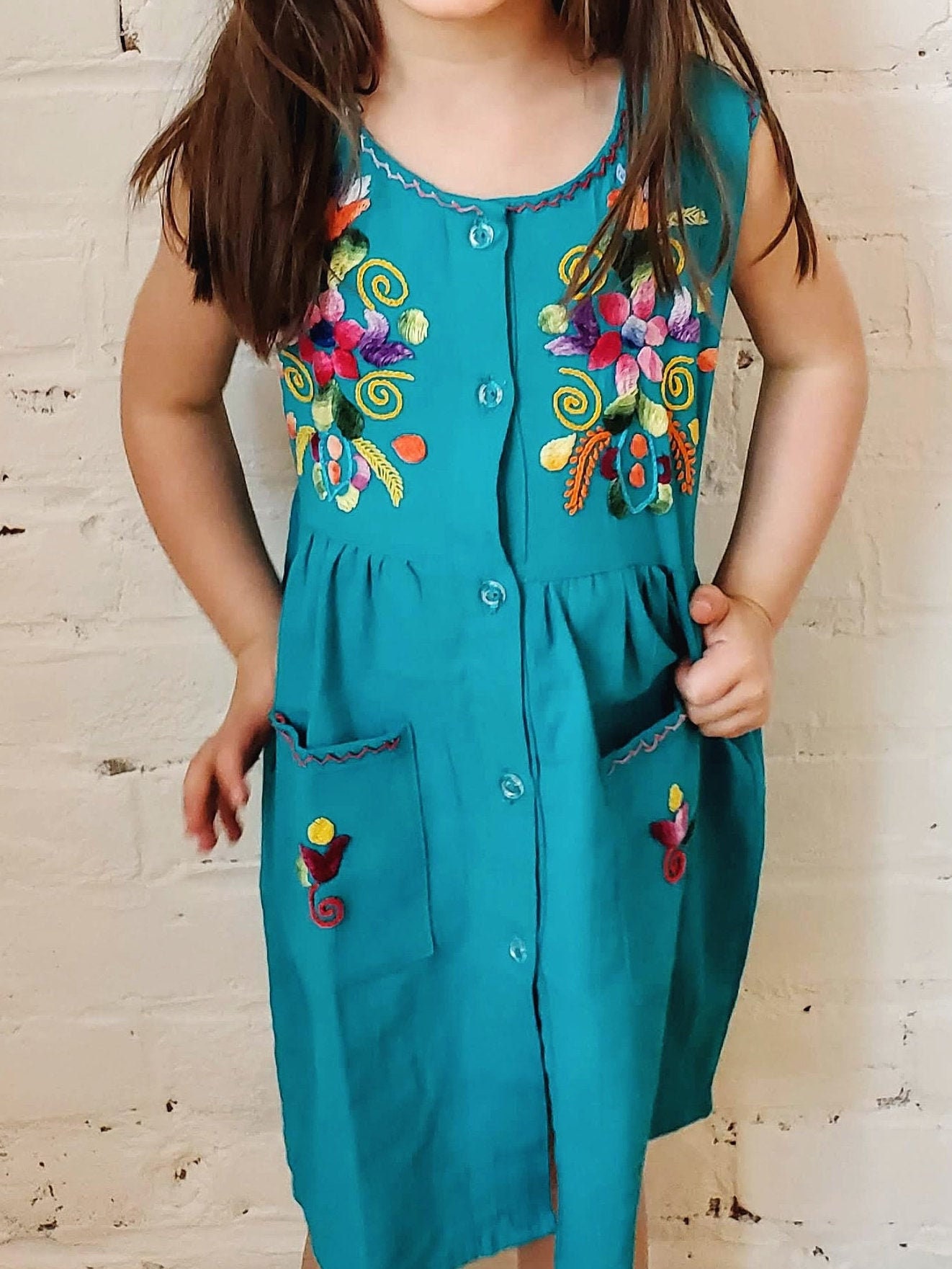 Embroidered dungaree cheap dress