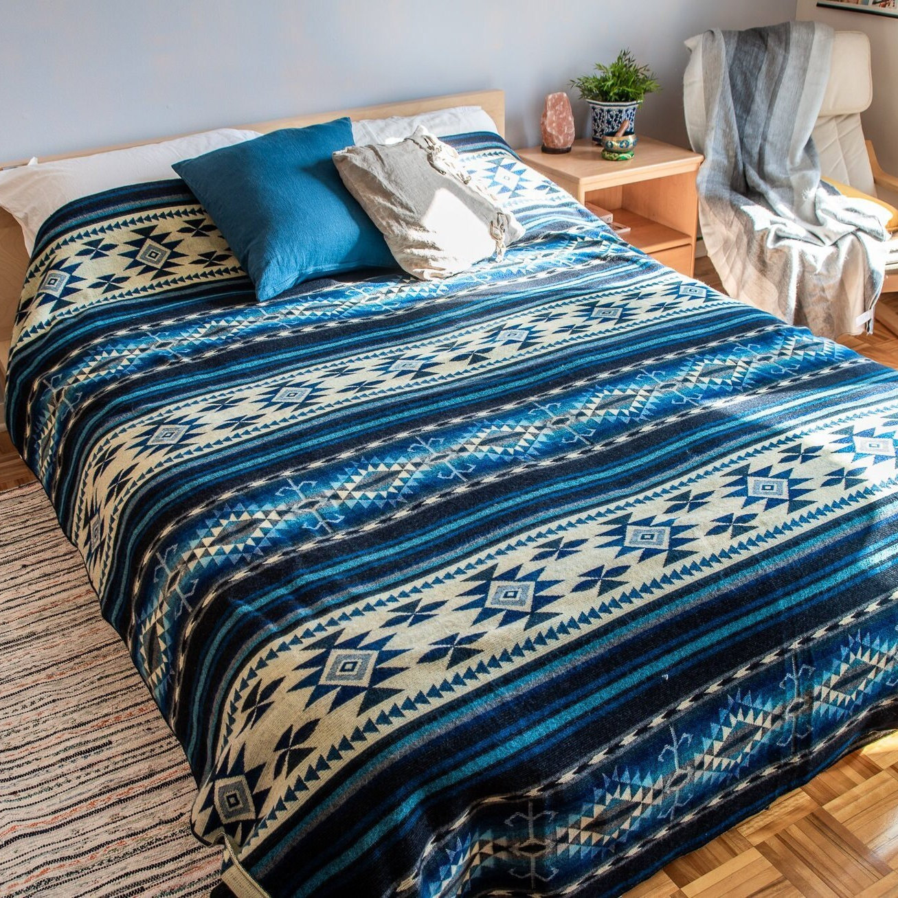 Large Aztec Blanket Alpaca Queen Blanket Tribal Travel Etsy