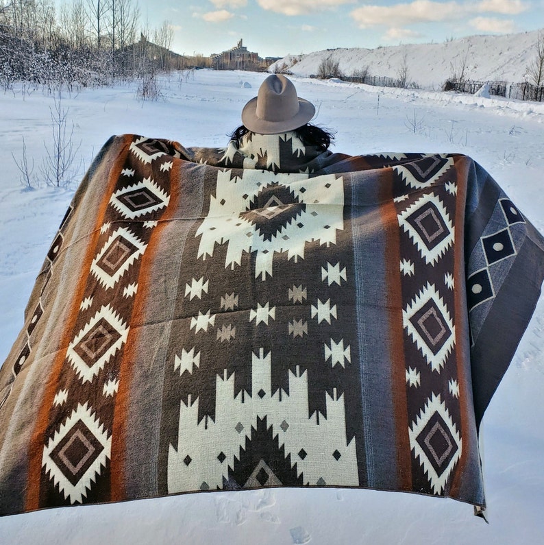 Alpaca wool blanket in Queen Size Reversible Aztec Throw Blanket with Native Design Southwestern Blanket Boho Large Navajo Blanket image 7