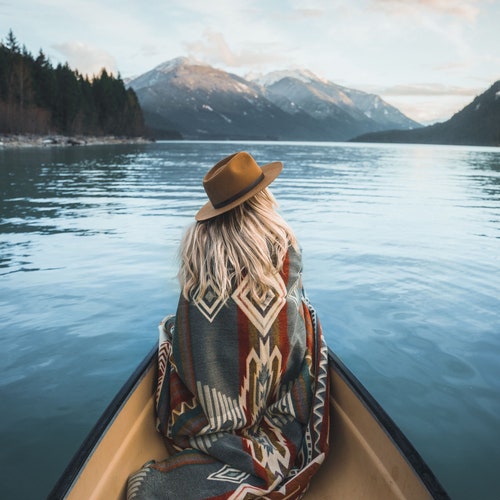 Alpaca wool blanket in Queen Size | Reversible Aztec Throw Blanket with Native Design | Southwestern Blanket Boho |  Pendleton Blanket Style