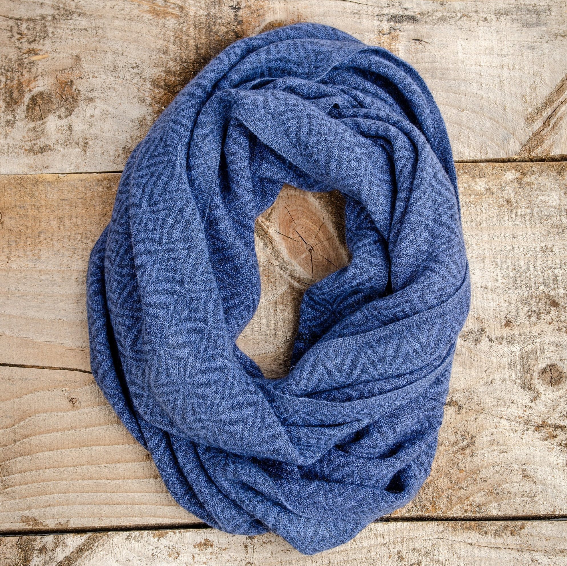 Blue Infinity Scarf - Alpaca Scarf - Tube Scarf Blue - Hooded