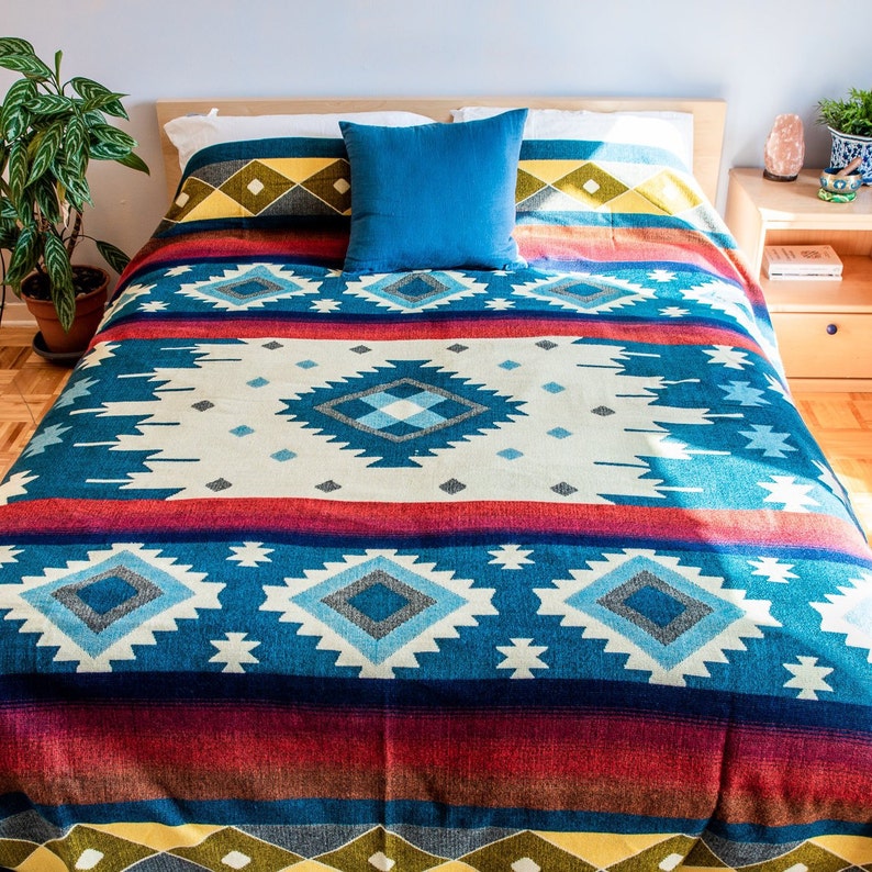 Alpaca Wool Blanket in Queen Size Reversible Aztec Throw Etsy