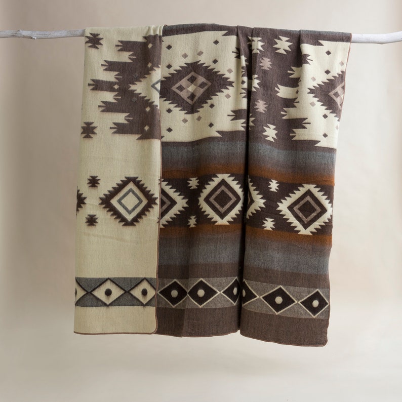 Alpaca wool blanket in Queen Size Reversible Aztec Throw Blanket with Native Design Southwestern Blanket Boho Large Navajo Blanket Quito