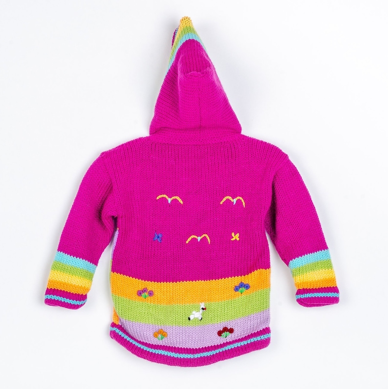 Children knitted sweater with colorful embroidered animals Etsy