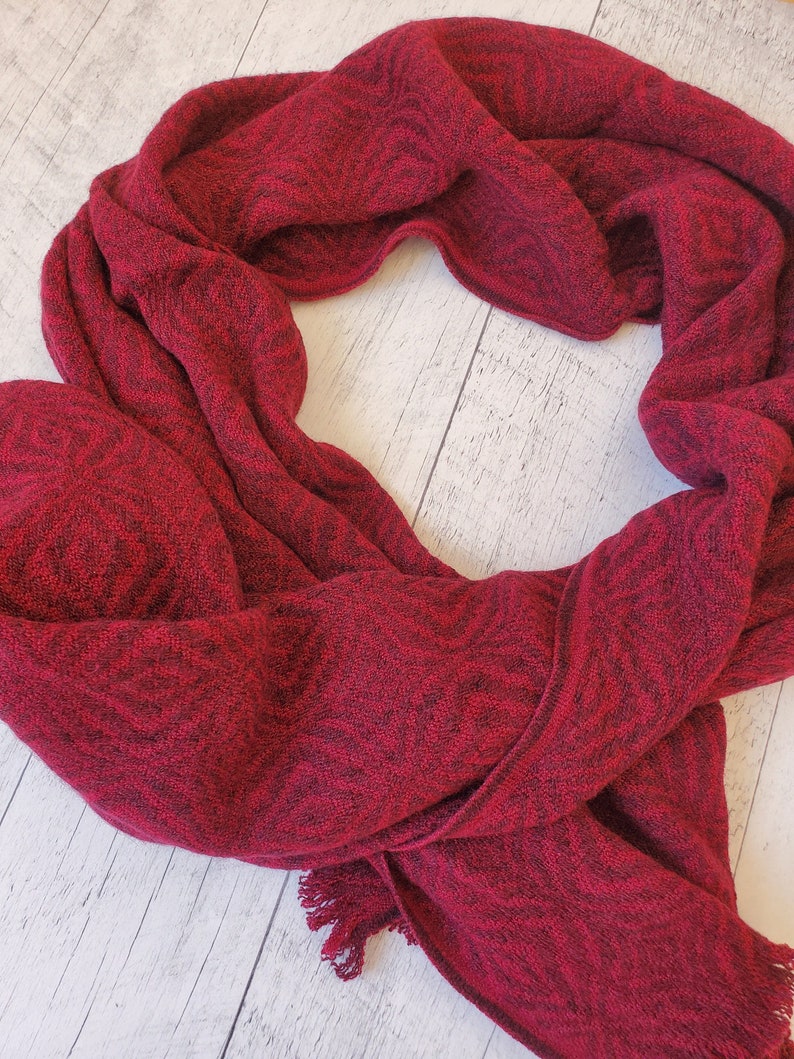 Alpaca boho scarf Burgundy Alpaca shawl Cozy oversized scarf Warm wrap shawl Winter scarf gift Alpaca Loop scarf image 8