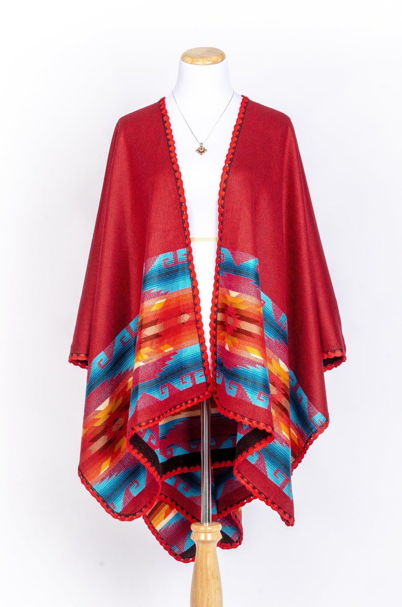 LLAMA WOOL MENS UNISEX SOUTH AMERICAN PONCHO CAPE COAT JACKET EMERALD GREEN