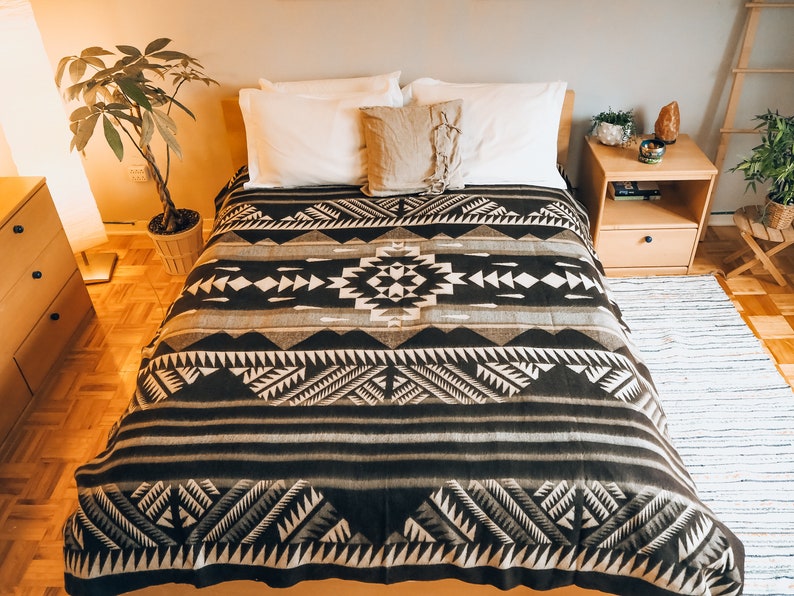 Alpaca Wool Blanket in Queen Size Reversible Aztec Throw Etsy