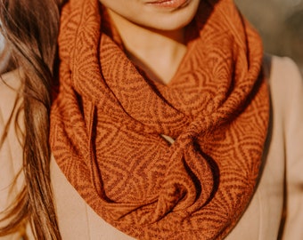 Burnt Orange Infinity scarf - Terracotta Knit Infinity Scarf - Orange Tube scarf - Hygge scarf - Loop scarf - Handwoven scarf - hygge