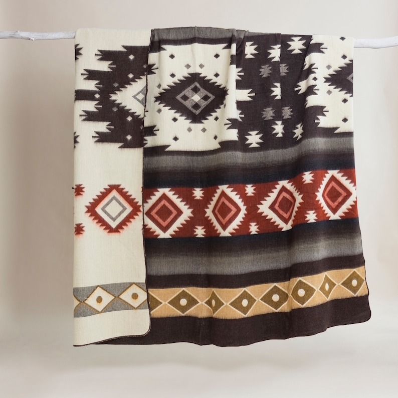 Alpaca Wool Blanket in Queen Size Reversible Aztec Throw Etsy