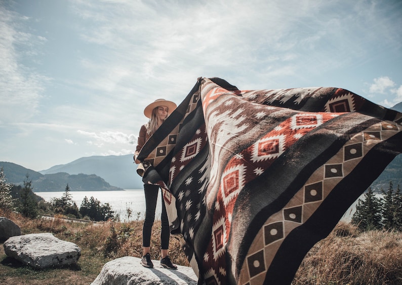 Alpaca Wool Blanket in Queen Size Reversible Aztec Throw Etsy