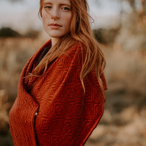 Large Alpaca Burnt Orange Scarf | Handmade and Warm Oversize Scarf or Wrap | Cozy Wool Scarf for Her | Terracotta shawl for fall and winter