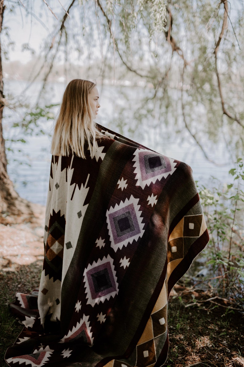 Alpaca Queen Blanket Aztec Wool Blanket Alpaca Boho Etsy
