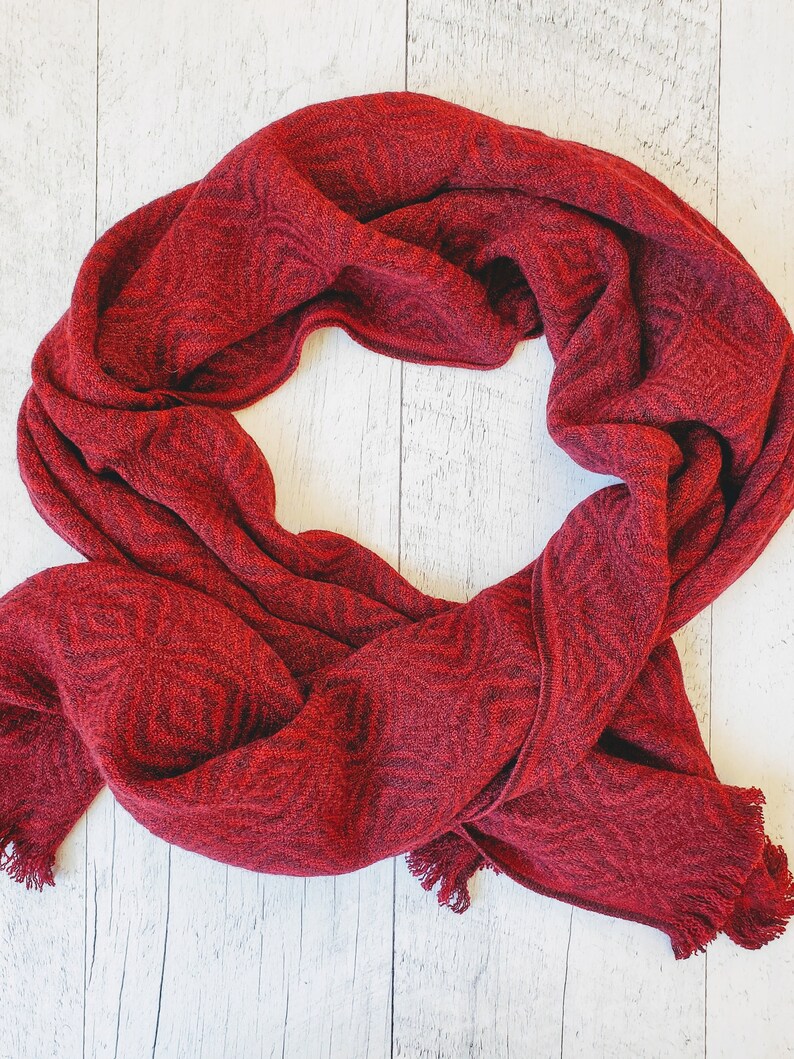 Alpaca boho scarf Burgundy Alpaca shawl Cozy oversized scarf Warm wrap shawl Winter scarf gift Alpaca Loop scarf image 5