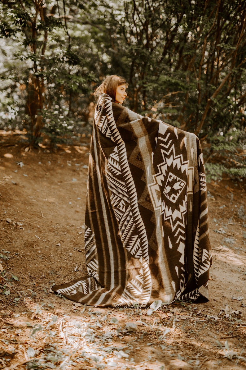 Alpaca Wool Blanket in Queen Size Reversible Aztec Throw Etsy