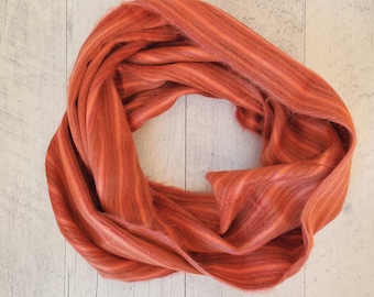 Alpaca Infinity scarf - Burnt orange wool scarf- Cozy oversized scarf - Boho loop scarf - Winter scarf gift - Boho infinity shawl-