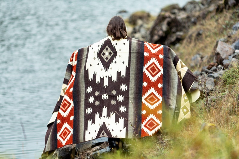 Alpaca Wool Blanket in Queen Size Reversible Aztec Throw Etsy