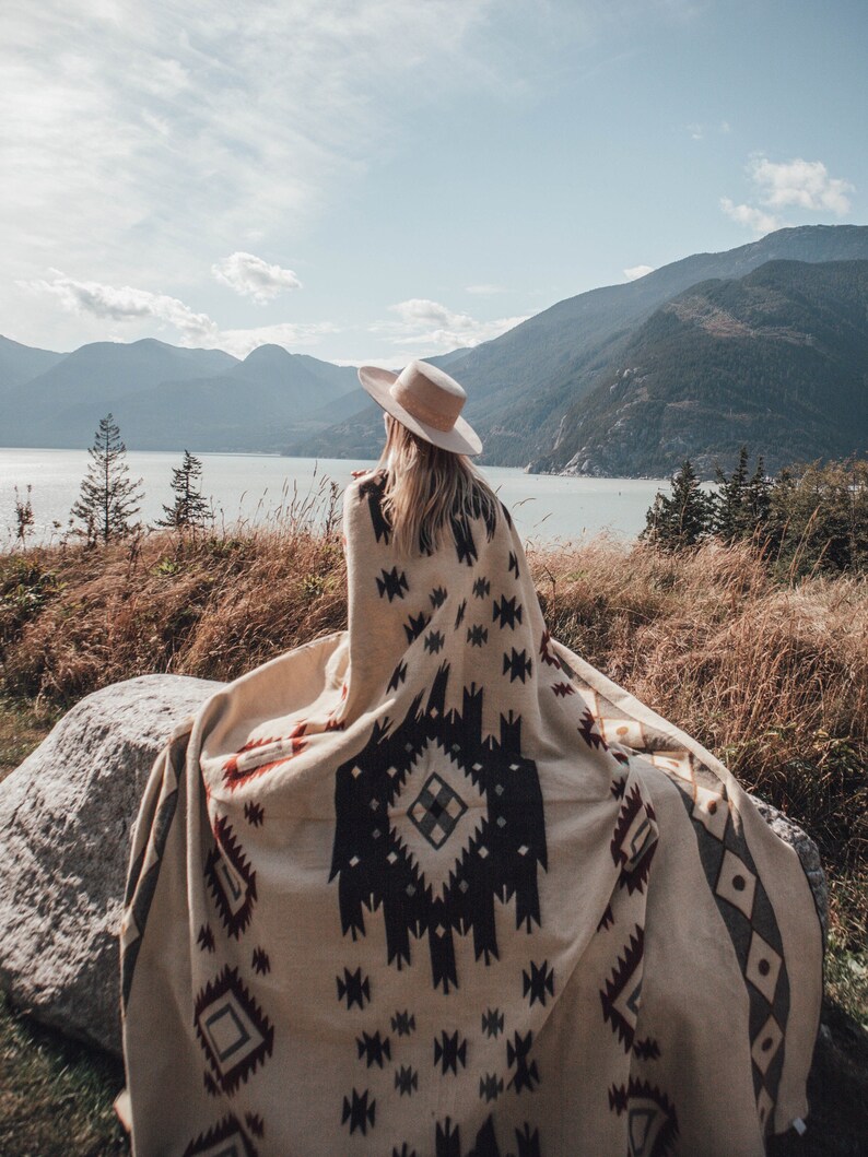 Alpaca Wool Blanket in Queen Size Reversible Aztec Throw Etsy