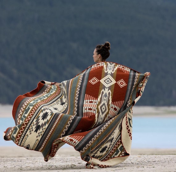 Alpaca Wool Blanket in Queen Size Reversible Southwestern Large Blanket Boho Artisan Blanket With Navajo Design Housewarming Home Gift Etsy Canada