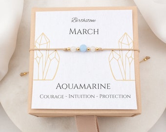 Aquamarine Birthstone Bracelet personalized birthday gift March