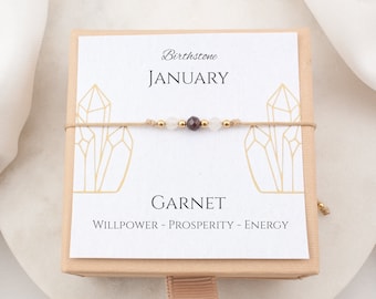 Garnet birthstone bracelet personalized birthday gift january