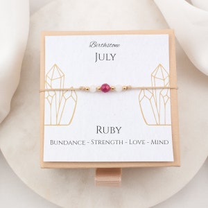 Ruby Birthstone Bracelet personalized birthday gift July