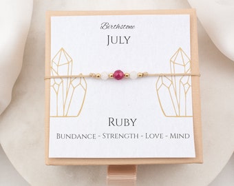 Ruby Birthstone Bracelet personalized birthday gift July