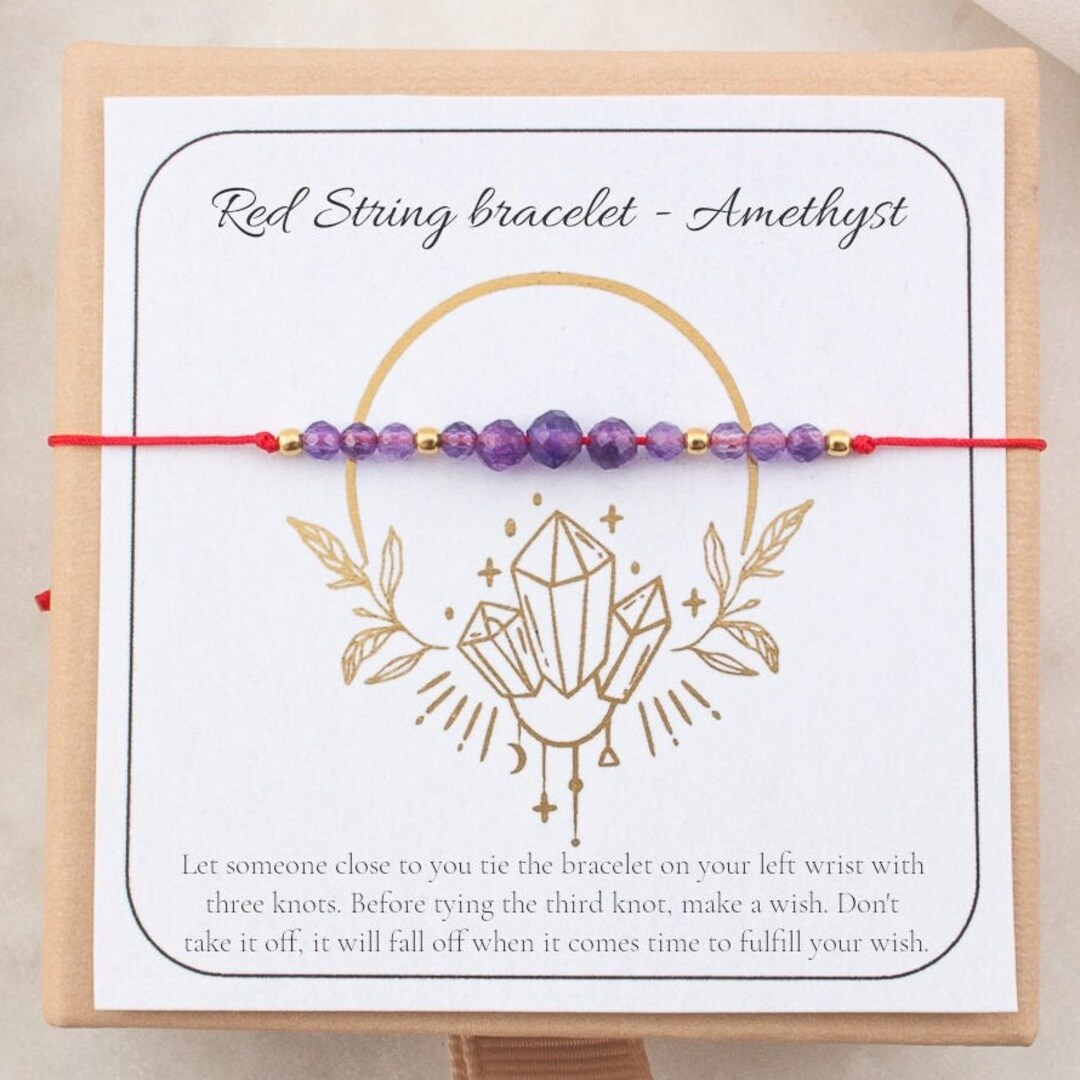 Red String Bracelet Lucky Bracelet With Amethyst Birthstone Etsy