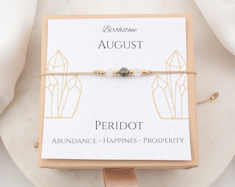 Peridot Birthstone Bracelet personalized birthday gift August