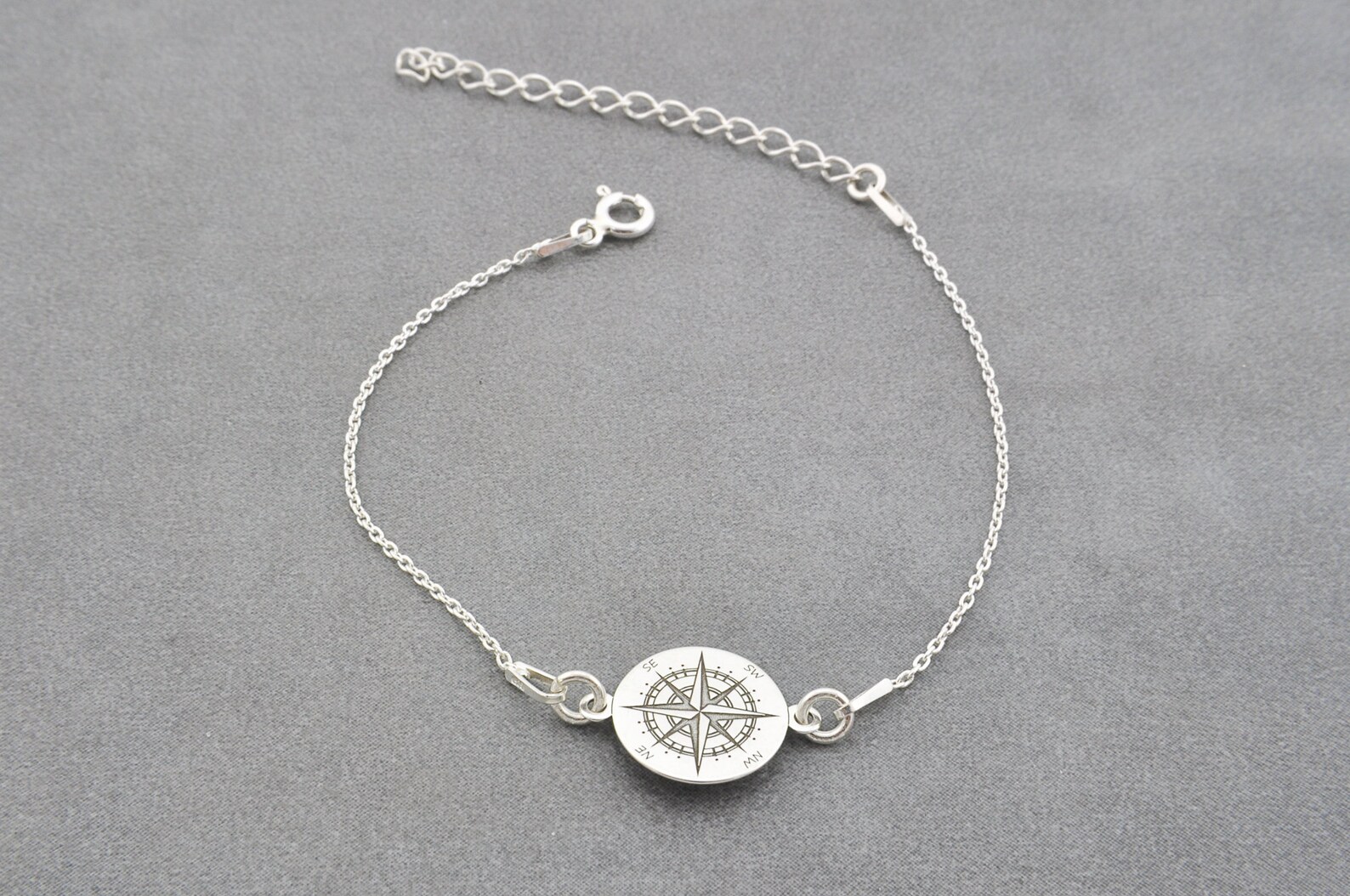 Compass Rose College Student Gift Engraved Compass Bracelet Etsy