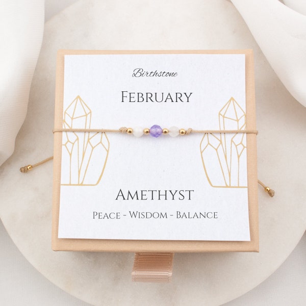 Amethyst Geburtsstein Armband personalisierte Geburtstagsgeschenk Februar