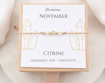Citrine Birthstone Bracelet personalized birthday gift November