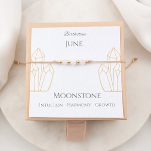 Moonstone Birthstone Bracelet personalized birthday gift June