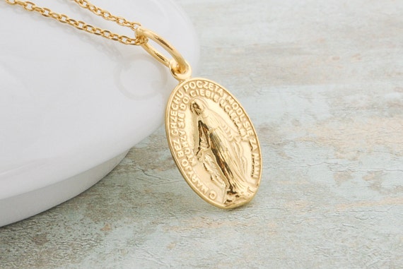 virgin mary gold medallion