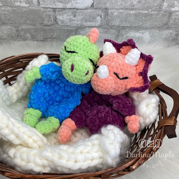 Crochet Pattern:  Mini Dinos Ragdoll Loveys