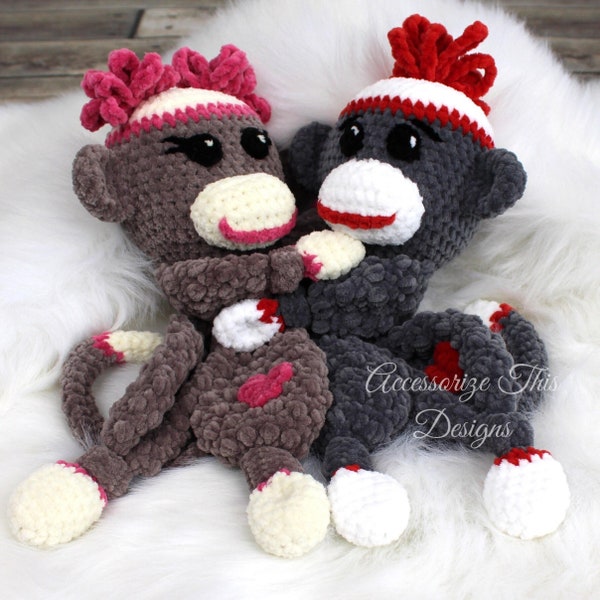 Crochet Pattern: Sock Monkey Ragdoll Lovey/ Amigurumi/ Stuffy/ Softie/ Animal