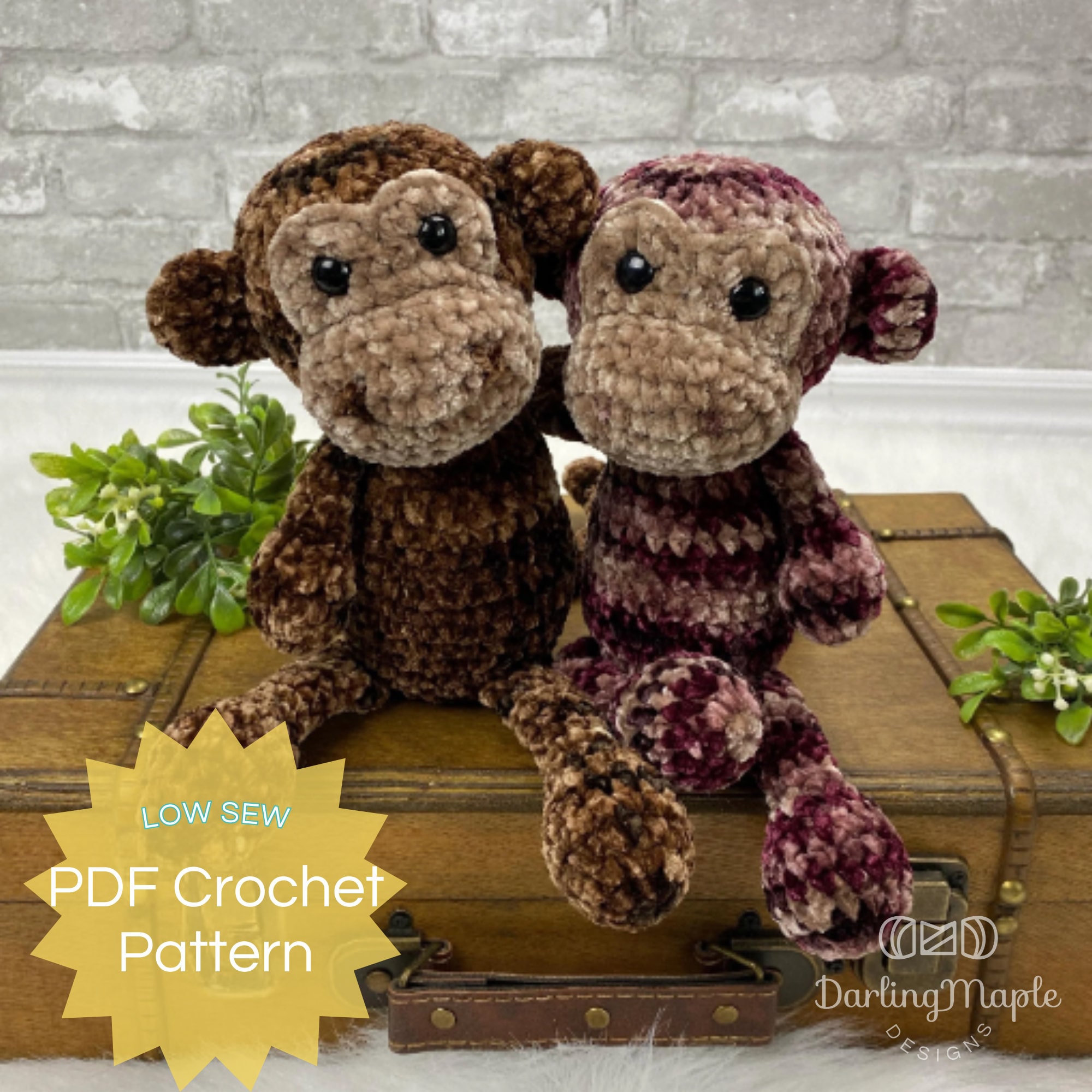 40 Crochet Stuffies with Cows, Frogs, Koalas, and Cthulhu 19 Flip Flop Monkey Crochet Pattern. Monkey Amigurumi