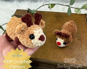PDF No-sew Jelly Bean Reindeer Crochet Pattern. Cute Small Christmas Amigurumi Plush. Stuffed Animal Stuffie Pattern. Quick and easy!