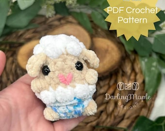 PDF No Sew Lamb Mini Palm Plushie Amigurumi Crochet Pattern. Cute Tiny Sheep for Easter. Stuffed Animal. Baby Farm Nursery Decor