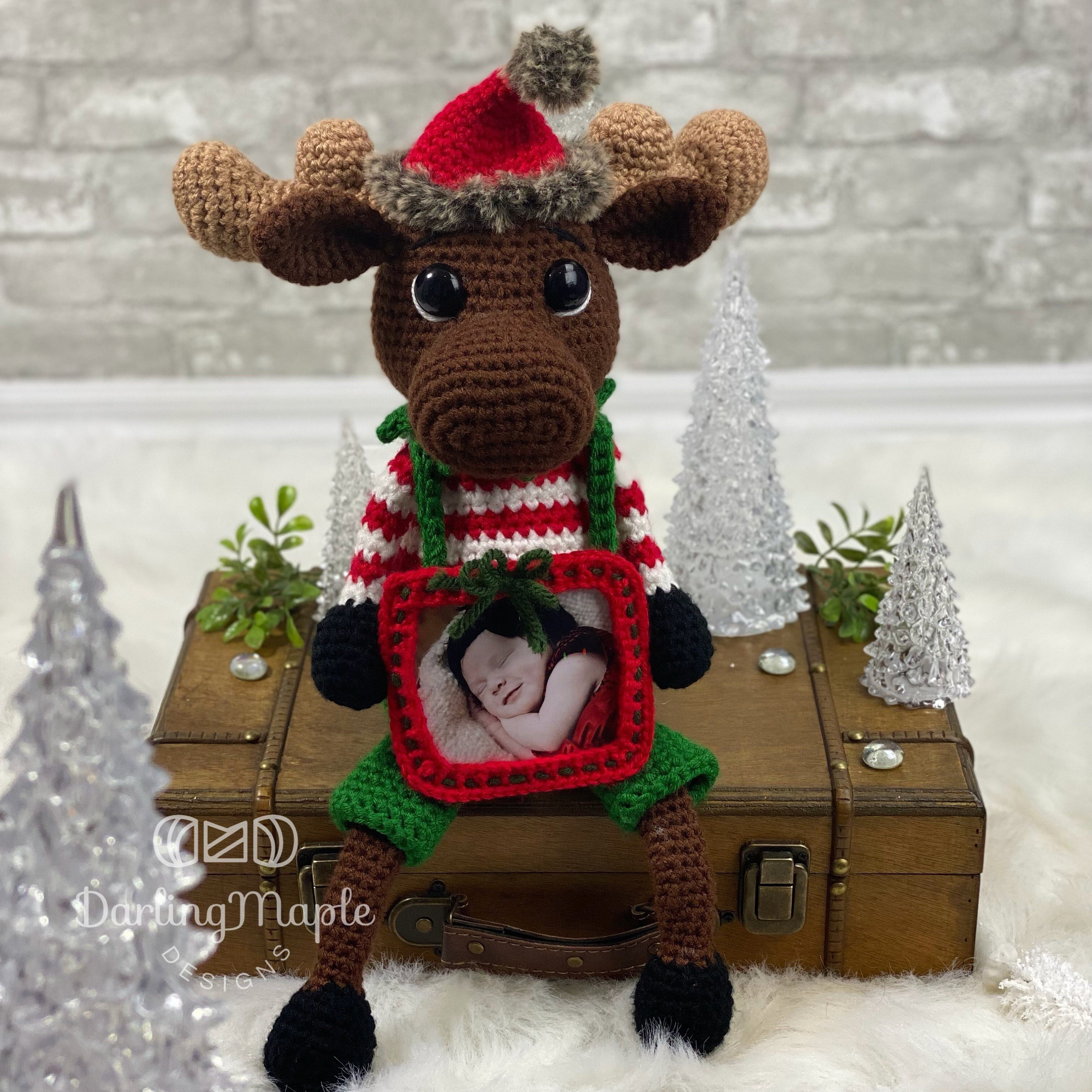 35 Moose Crochet Patterns: Woodland Amigurumi, Loveys, Plushies, and More 5 Crochet Pattern: Melvin the Moose Shelf Sitter Photo Frame