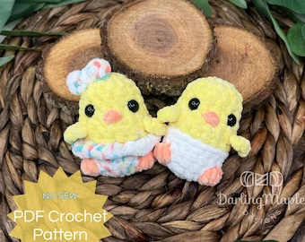 PDF No Sew Baby Chick Mini Palm Plushie Amigurumi Crochet Pattern. Cute Tiny Chicken for Easter. Stuffed Animal. Farm Nursery Decor