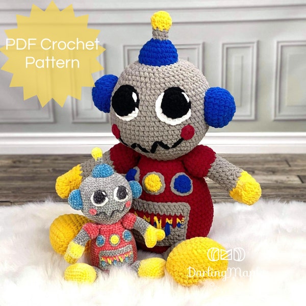 Patron de robot au crochet PDF. "Sprocket" le robot amigurumi souple. Peluche rembourrée de la collection Cuddle Buddy. Poupée douce cadeau garçon