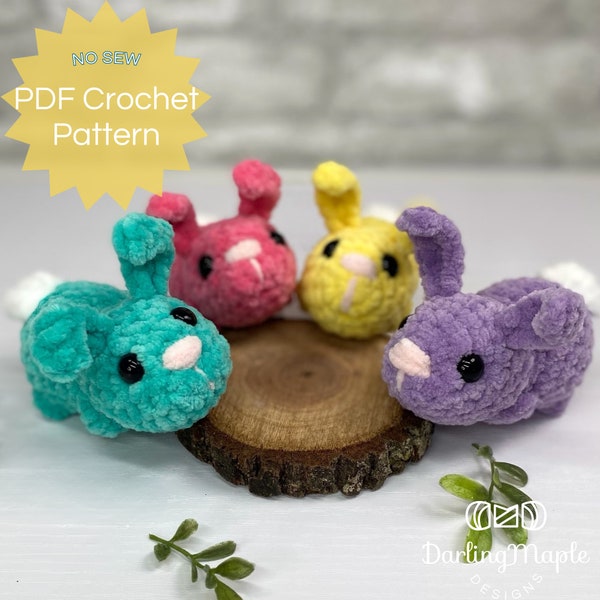 PDF No Sew Bunny Crochet Pattern. Amigurumi Mini Jelly Bean Bunny Easter Doll. Quick Easy Cute Ami Plush Softie Animal Crochet Pattern