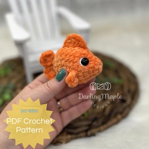 PDF No-Sew Jelly Bean Goldfish Crochet Pattern. Small Sea Creature Amigurumi. Cute Small Fish Pet Plush. Animal Stuffie.