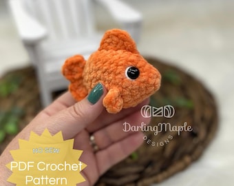 PDF No-Sew Jelly Bean Goldfish Crochet Pattern. Small Sea Creature Amigurumi. Cute Small Fish Pet Plush. Animal Stuffie.