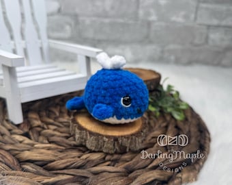 PDF No-Sew Whale Crochet Pattern with Spout. Small Soft Ocean Amigurumi. Cute Mini Whale Plush. Animal Stuffie from Jelly Bean Collection.