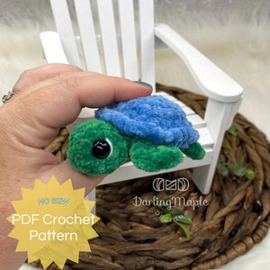 PDF No-Sew Jelly Bean Sea Turtle Crochet Pattern. Ocean Amigurumi. Cute Small Turtle Plush. Beach Animal Stuffie.