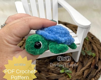 PDF No-Sew Jelly Bean Sea Turtle Crochet Pattern. Ocean Amigurumi. Cute Small Turtle Plush. Beach Animal Stuffie.