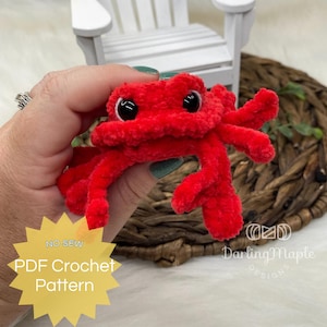 PDF No-Sew Jelly Bean Crab Crochet Pattern. Seafood Ocean Amigurumi. Cute Small Sandcrab Plush. Animal Stuffie.
