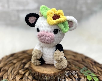 Crochet Pattern - Lil’ Bitty Cow / Low Sew Amigurumi Stuffed Animal Pattern / Cute Crochet Cow