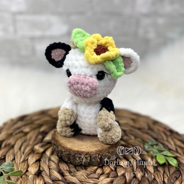 Crochet Pattern - Lil’ Bitty Cow / Low Sew Amigurumi Stuffed Animal Pattern / Cute Crochet Cow